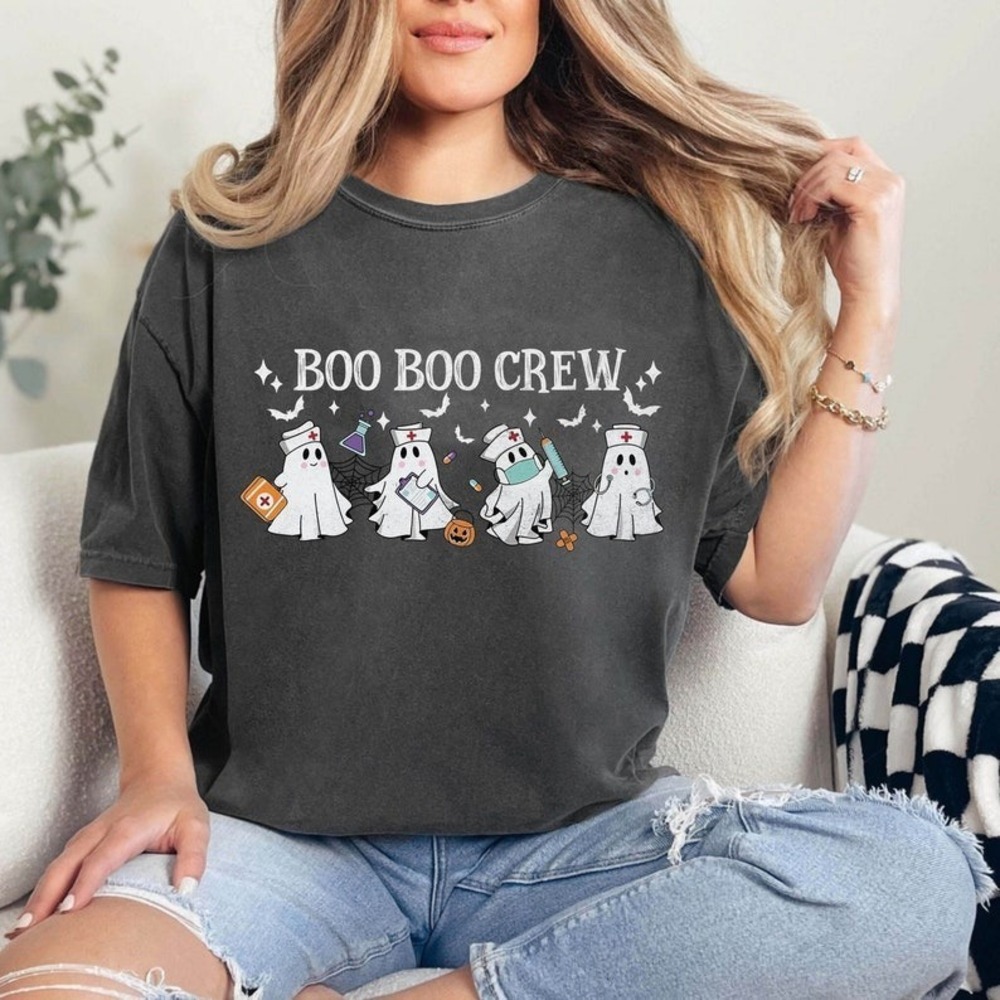 Halloween Nurse Shirt Boo Crew Funny Cute Sweater Ghost Tees Team